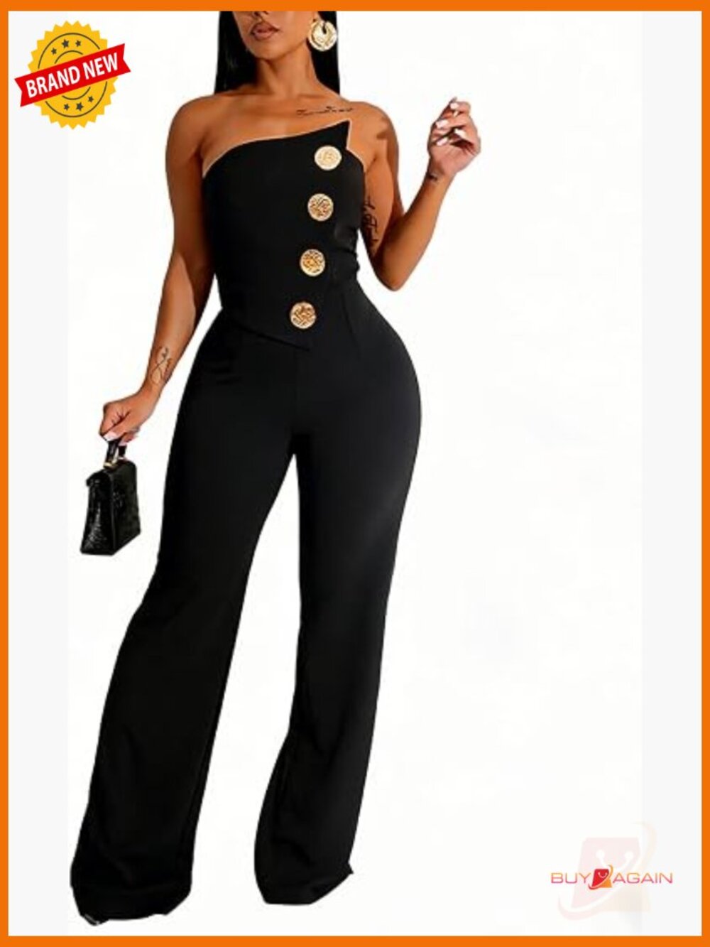 Off Shoulder Wide Leg Jumpsuit Strapless Sleeveless Party